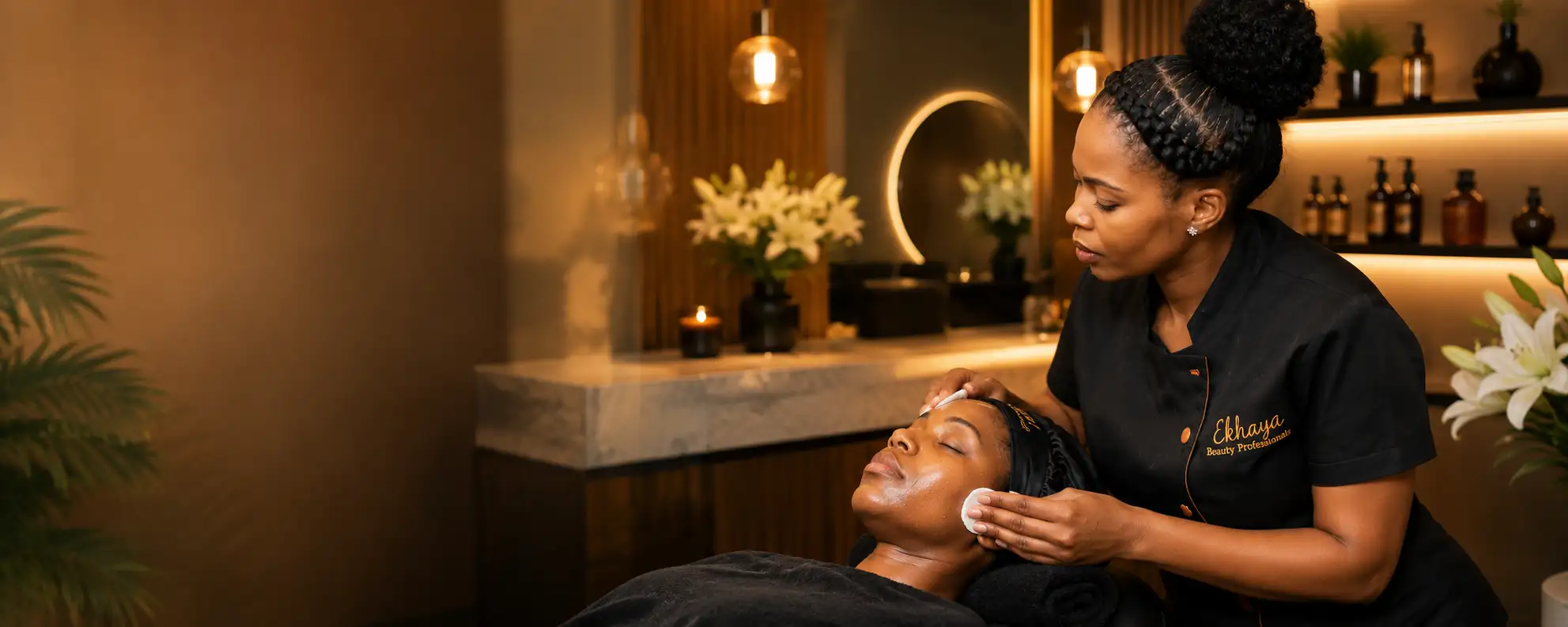 Personalised beauty care in a warm Ekhaya salon setting